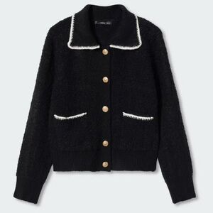 MNG Tweed Button sweaterBlazer Black Gold Button Boucle women’s black size S